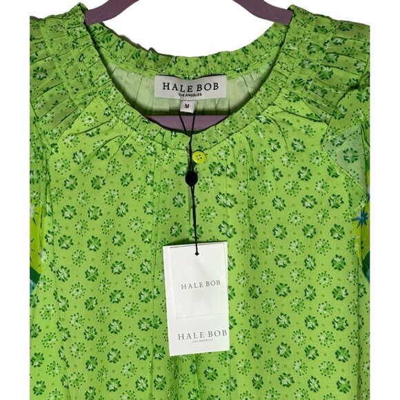 Hale Bob mini Medium Floral Lime Spring Cotton Lined Dress with Pockets - Picture 3 of 6